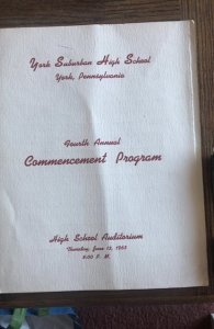 York suburban HS, York PA commencement 1963