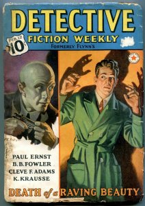 Detective Fiction Weekly Pulp February 12 1938-Death of a Raving Beauty VG