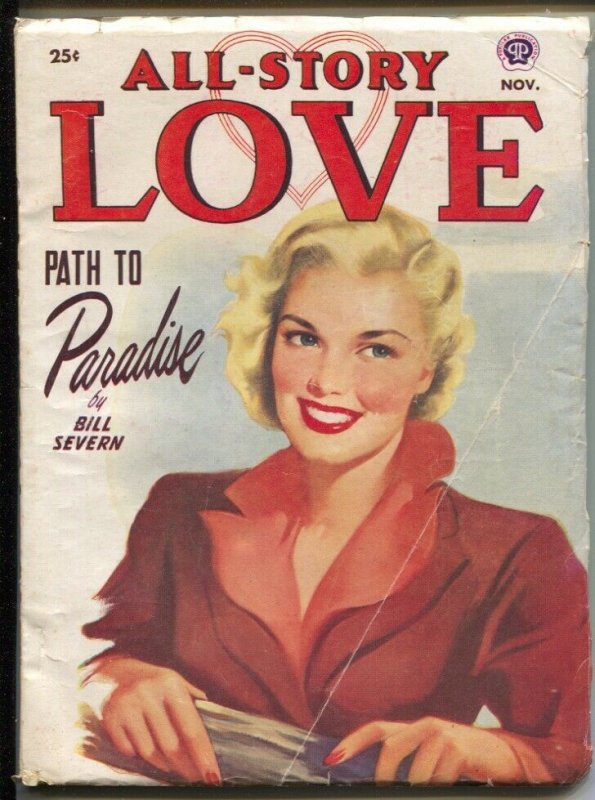 All Story Love 11/1950-pin-up girl cover-female pulp fiction authors-VG