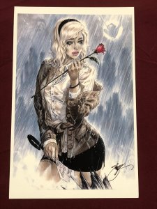 SPIDERMAN GWEN RAIN SIGNED POSTER 11X17 NM SHPPD FLAT EBAS ERIC BASALDUA
