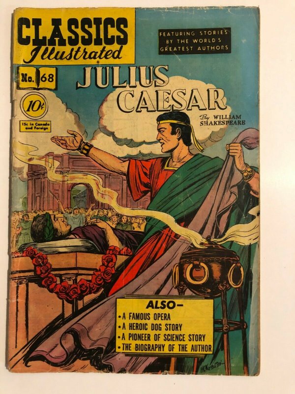 CLASSICS ILLUSTRATED 68 Julius Caesar Shakespeare HRN 70 (FIRST EDITION) G-VG