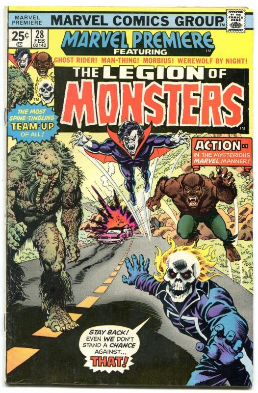 Marvel Premiere #28-1975--1st Legion of Monsters - Monster team up FN/VF