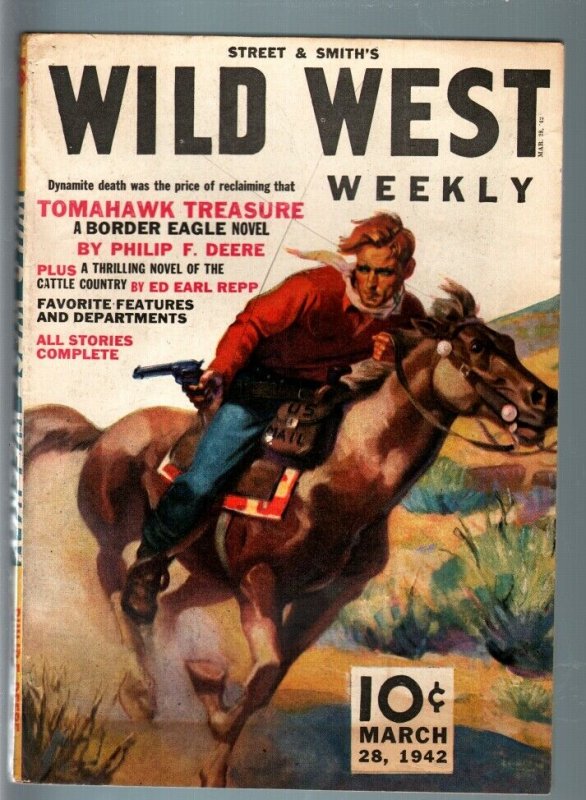 WILD WEST WEEKLY 3/28/1942-WESTERN PULP-STREET & SMITH FN/VF