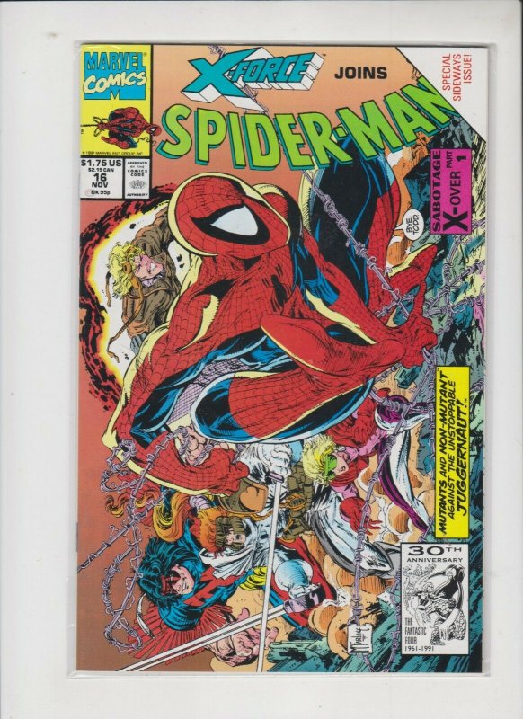 SPIDER-MAN #16 1990's MARVEL / X-FORCE JOINS /  HIGH QUALITY