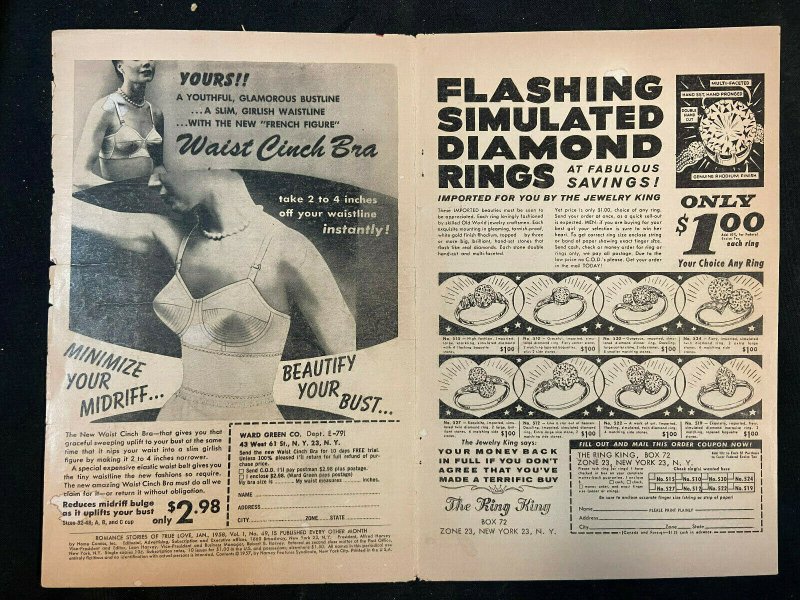 ROMANCE STORIES OF TRUE LOVE #49 COVER ONLY 1958