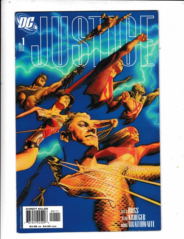 JUSTICE 1 AND 1B  SET VF/FN  ALEX ROSS ARTWORK.   DC COMICS Save on shipping