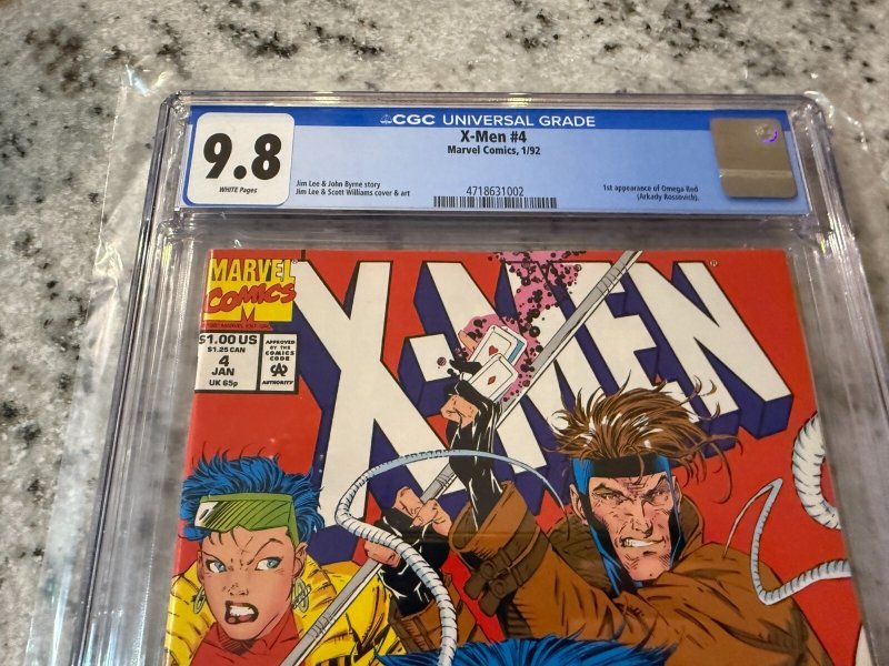 X-Men # 4 CGC Graded 9.8 Marvel Comic Book 1st Omega Red Jim Lee Wolverine JH29