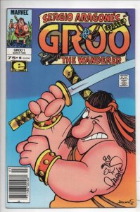 GROO the WANDERER #1, VF/NM, Signed Sergio Aragones w/remark, Marvel, 1985