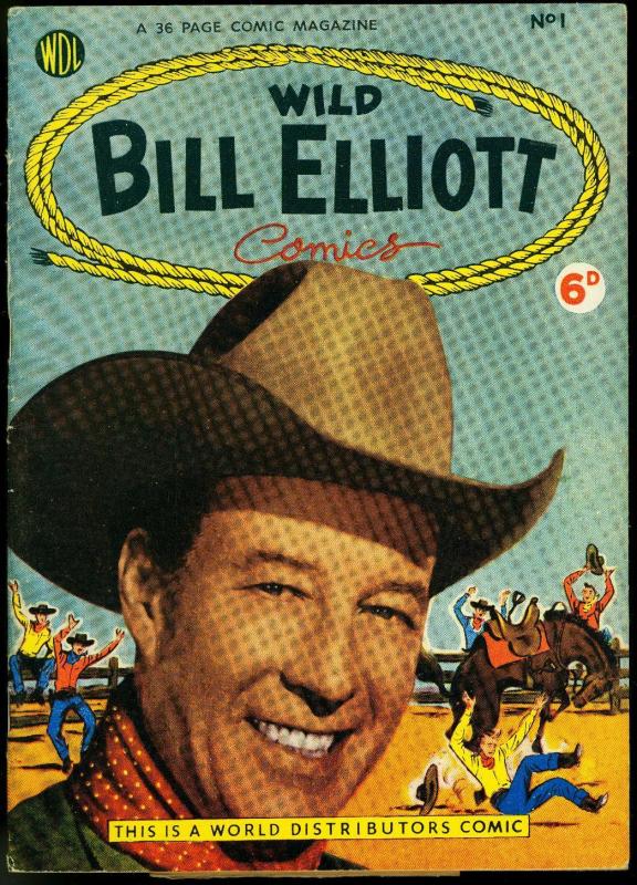 Wild Bill Elliott #1 1954- British edition- Photo cover- Rare foreign western VF