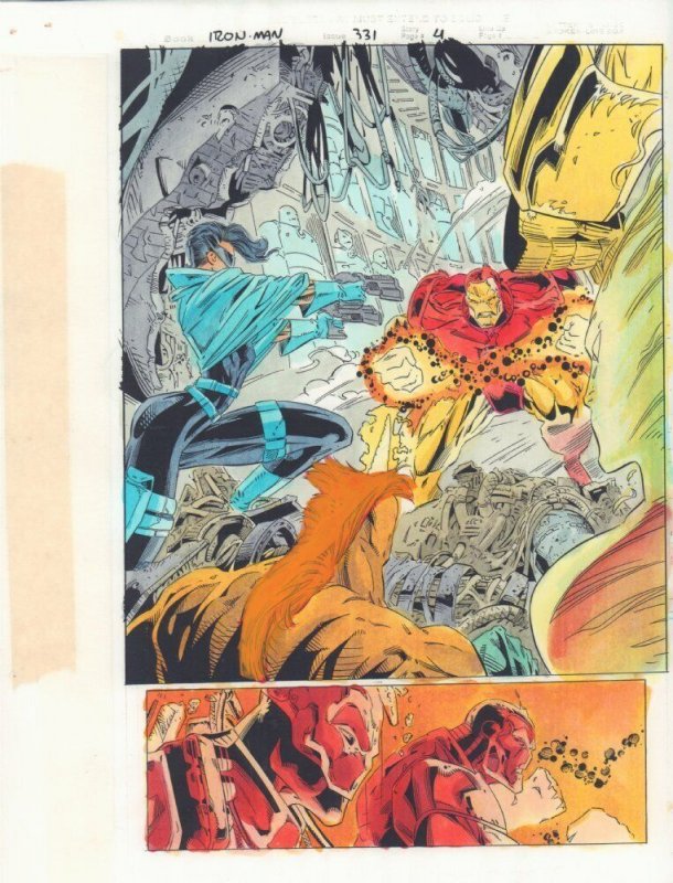 Iron Man #331 p.4 Color Guide Art - Iron Man Action vs. Stockpile by John Kalisz
