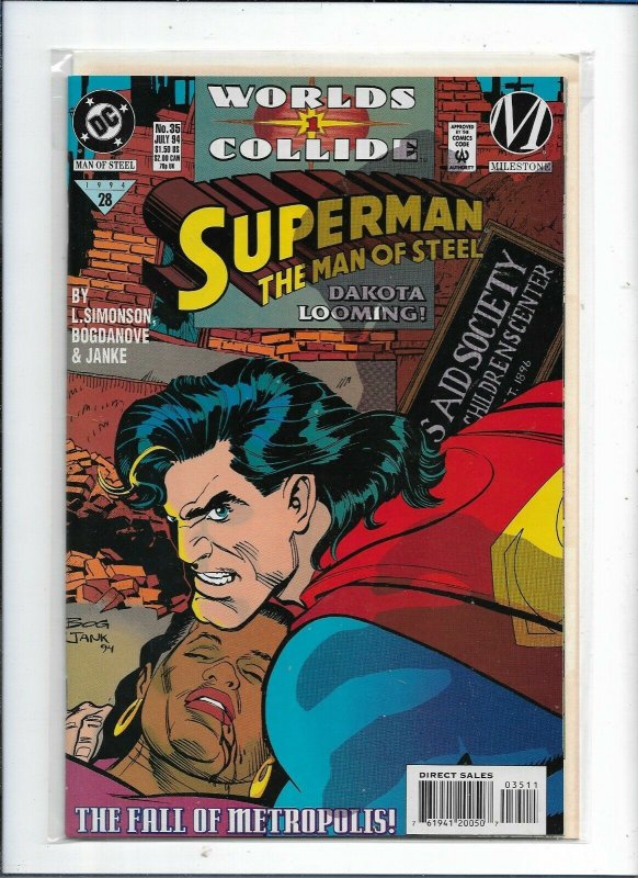Superman: The Man of Steel #28 DC 1994 28 Worlds Collide 1 Milestone nw111