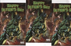 HULK HAPPY FATHER'S DAY POSTCARD x 3, Marvel Comics Smash 2008 4x7