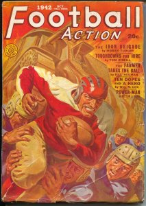 Football Action 10/1942-Fiction House-violent Norman Saunders cover-WWII pulp-VG