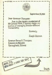 Joseph Hannon Resignation Letter Chicago Sun-Times Newspaper art by Jack Higgins