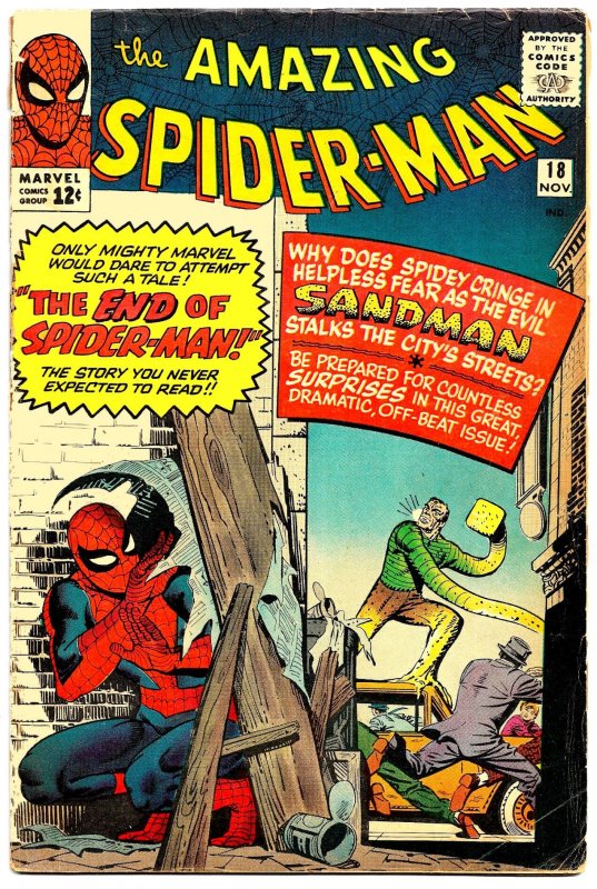 AMAZING SPIDER-MAN #18 (Nov1964) 4.0 VG  DITKO! SANDMAN! FANTASTIC 4 Cameo!