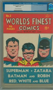 World's Finest Comics #2 (1941) CGC 7.0! Cream to OW Pages!