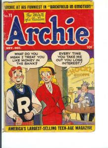 Archie #71 - Golden Age - Vol. 1, Nov.-Dec. 1954 (G)