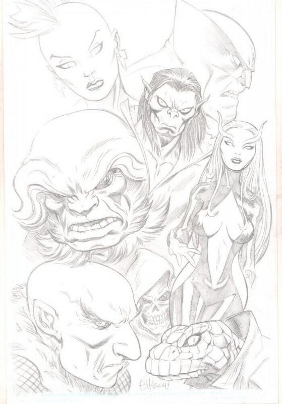 Wolverine, Morbius, Mantis, Taskmaster, Storm - Signed art by Ed McGuinness