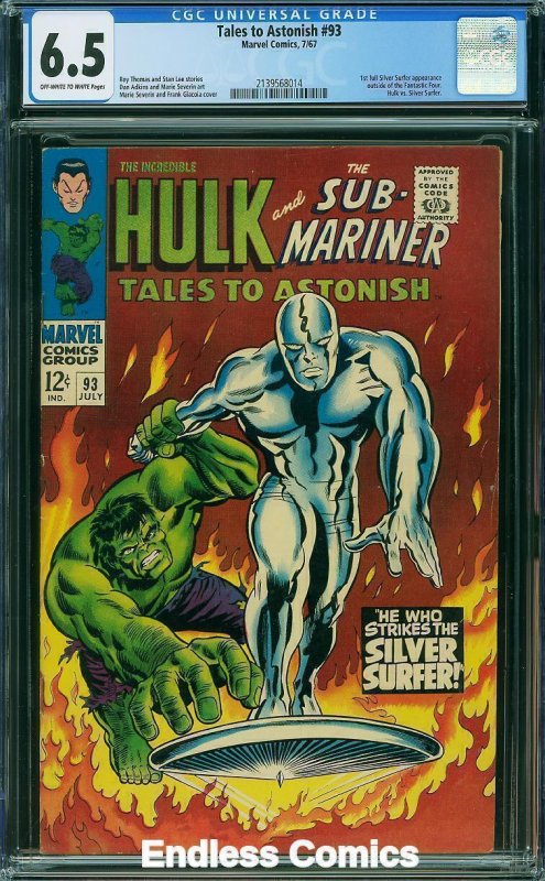 Tales to Astonish #93 (1967) CGC 6.5 Hulk Surfer Battle! / SBD-01
