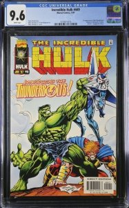 INCREDIBLE HULK #449 CGC 9.6 1ST THUNDERBOLTS WHITE PAGES