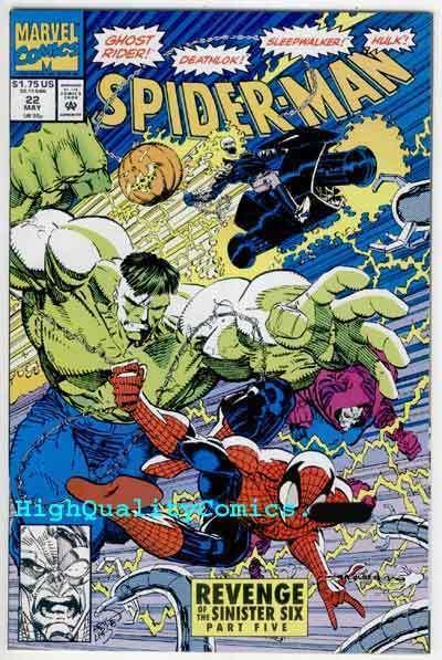 SPIDER-MAN #22, NM+, Erik Larsen, Hulk, Ghost Rider,more ASM in store, 1992,1990