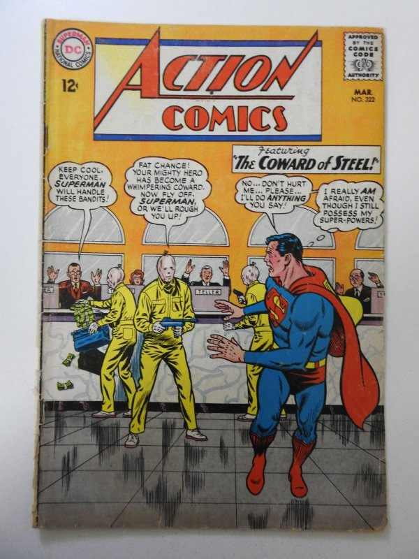 Action Comics #322 (1965) GD Condition 2 in spine split, stains front/back cover