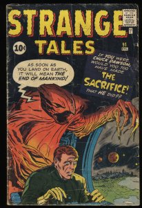 Strange Tales #91 GD+ 2.5 Kirby and Ayers Cover Art! Ditko!