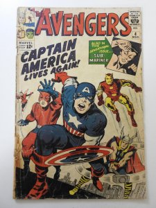 The Avengers #4 (1964) FR/GD Condition 1st SA Captain America! see description
