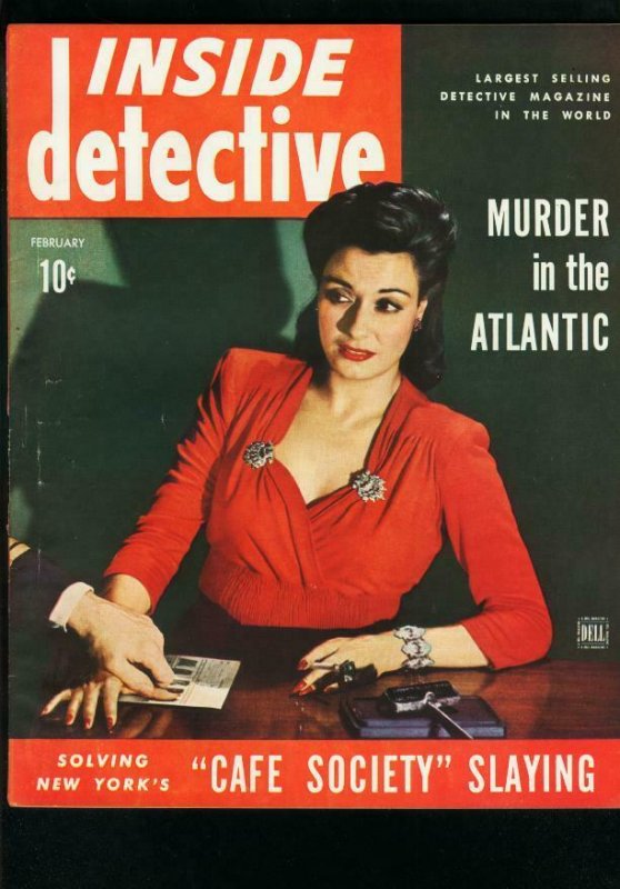 INSIDE DETECTIVE FEB 1944-ONE EYED COSSACK-TRUE CRIME-FINGERPRINT COVER FN