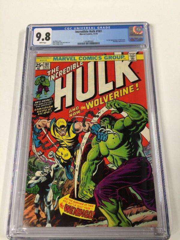 Incredible Hulk 181 Cgc 9.8 White Pages Perfect Centering Gem 1st Wolverine