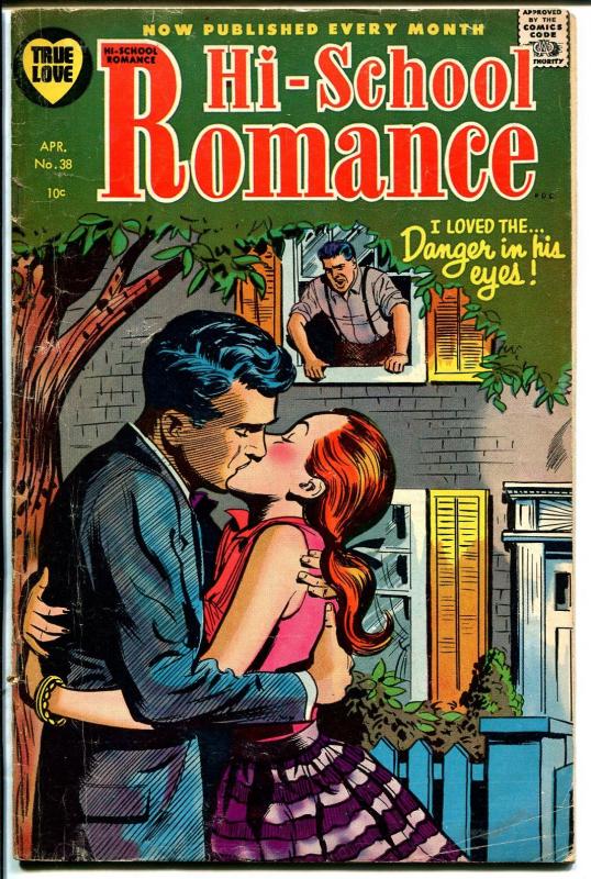 Hi-School Romance #38 1955-Harvey-Lip lock cover-spicy stories-VG