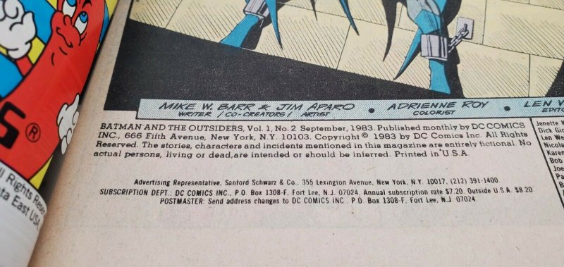 Batman and the Outsiders #2   (1983 Series) DC    NEWSSTAND    NM/NM+