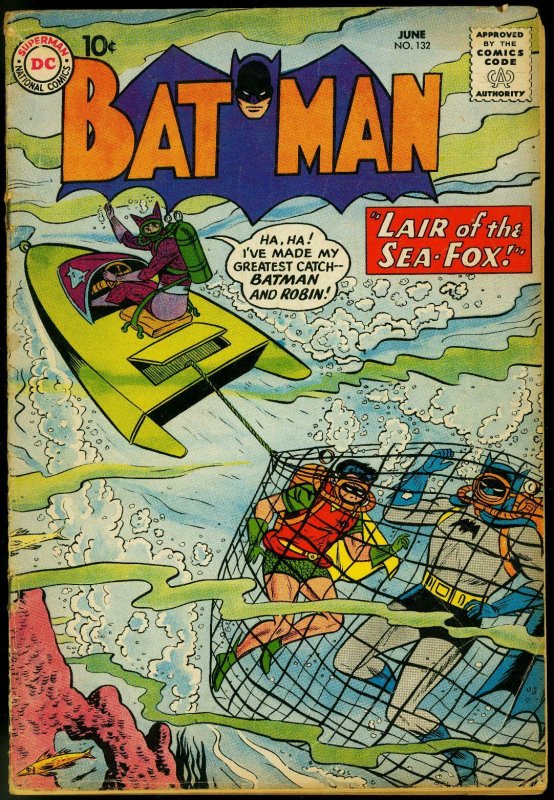 Batman #132 1960- Robin - Scuba cover- Sea Fox DC Silver Age VG