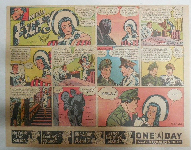 Miss Fury Sunday by Tarpe Mills from 5/21/1944 Size: 11 x 15 Very Rare Year  #4 | Comic Books - Modern Age