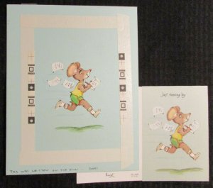 GET WELL SOON Mouse Just Running By 8x10 Greeting Card Art #8606 w/ 2 Cards