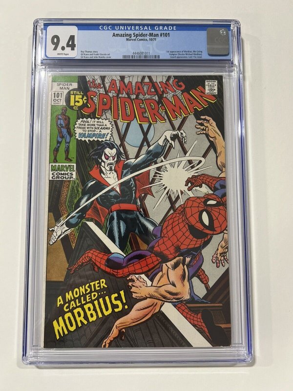 Amazing Spider-Man 101 1971 Cgc 9.4 White pages Marvel Comics 1st Morbius