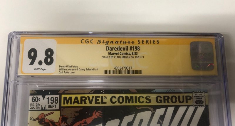 Daredevil (1983) # 198 (GCG 9.8 SS) Signed Klaus Janson  * 2nd app Yuriko