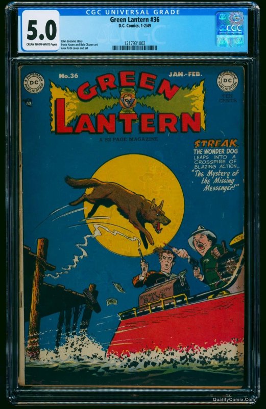 Green Lantern #36 CGC VG/FN 5.0 Cream To Off White Scarce!