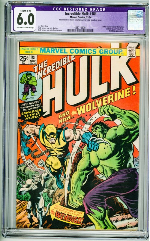 The Incredible Hulk #181 (1974) CGC Restored 6.0 see desc