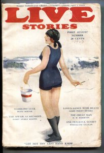 Live Stories Aug 1 1923-Rare Early Pulp Magazine-Swimsuit cover