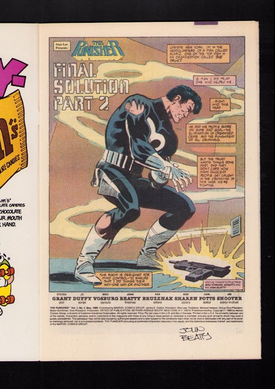 Punisher #5 - INTERIOR PAGE SIGNED BY JOHN BEATTY! (5.5) 1986