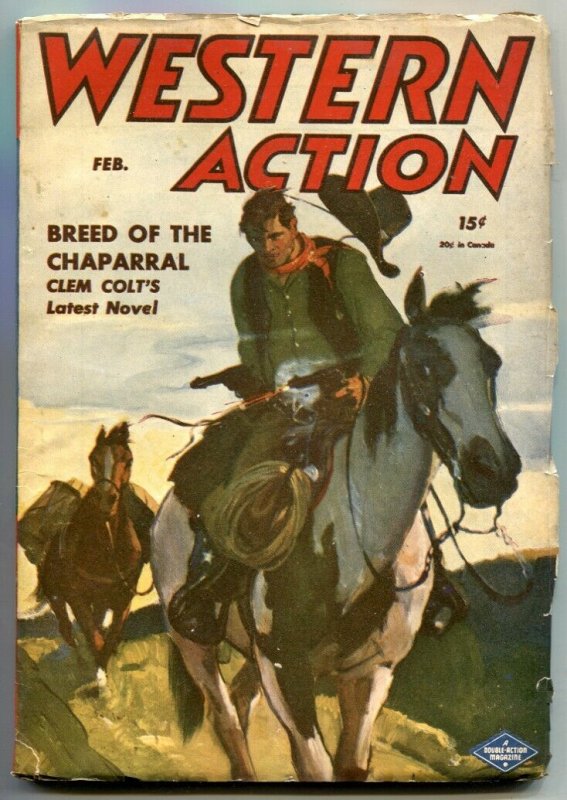 Western Action Pulp February 1946- Clem Colt FN+