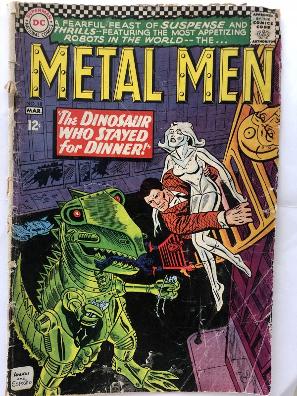 Metal Men #18, VG, great active cover!! Notice 2 metal men as the ladder?