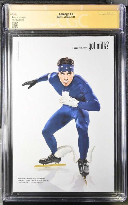 Carnage (2011) # 3 (CGC 9.6 SS) Signed Clayton Crain * Marvel Comics * Zeb Wells