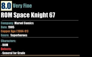 ROM Space Knight 67 (1985) VF 1st app Hiberlac Marvel Comics