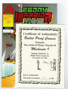 Ebony Warrior #2 VF signed by cover artist Mshindo I w/ COA (69/100) afrocentric