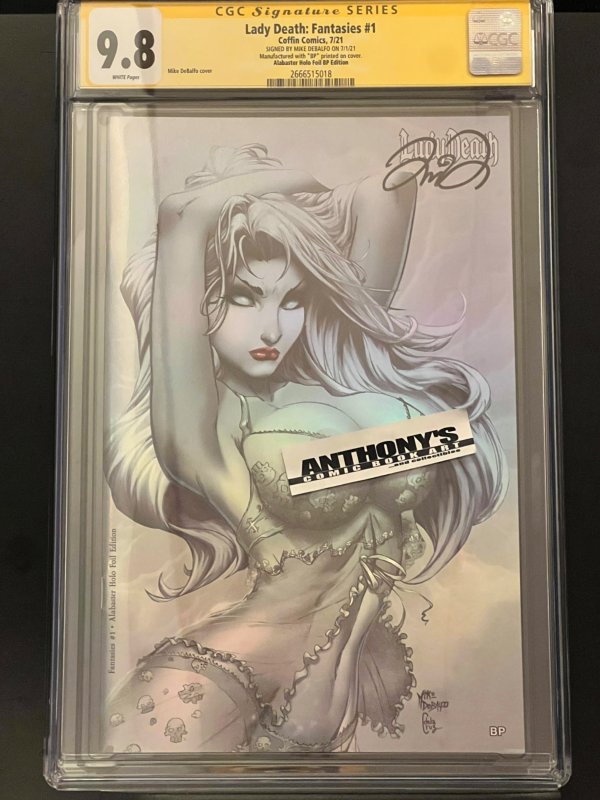 Lady Death: Fantasies #1 Alabaster Holo Foil BP Edition Signed (2021) CGC 9.8