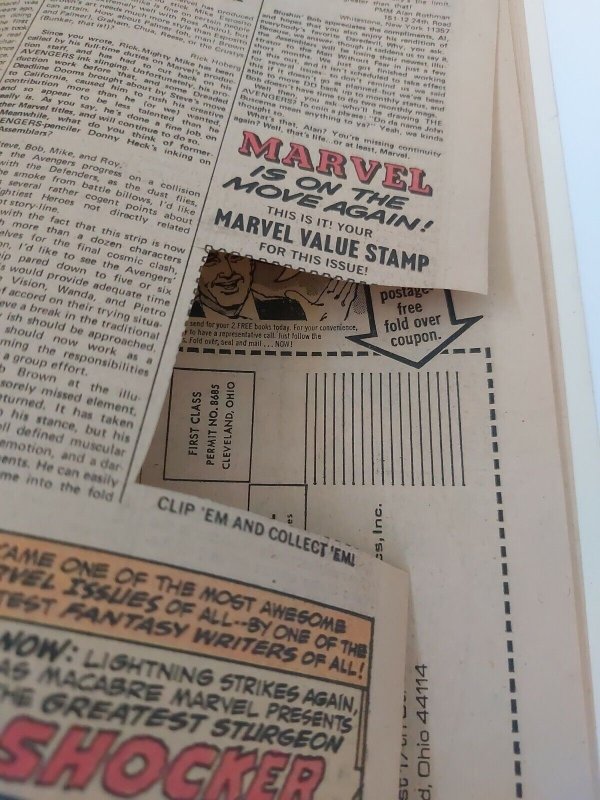 Avengers 122 Romita cover Zodiac Marvel Value Stamp missing VG-