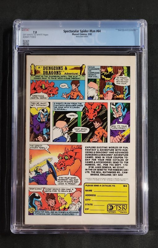 Spectacular Spider-Man #64 - Origin & 1st App Cloak & Dagger (CGC 7.0) 1982