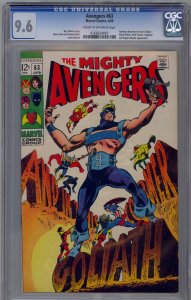 Avengers #63 1969 Marvel Comics CGC 9.6 Hawkeye becomes new Goliath